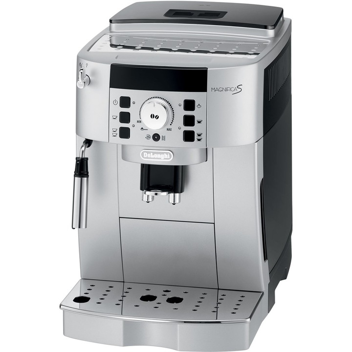 Автоматична кафемашина De’Longhi Magnifica S ECAM 22.110.SB, 1450W, 1.8L, Кафе, Еспресо, Капучино, 15 бара, Ръчно разпенване, Сребрист/Черен