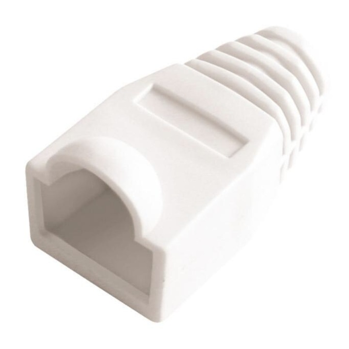 Защитен маншон за RJ-45 кабел, гума, Бял