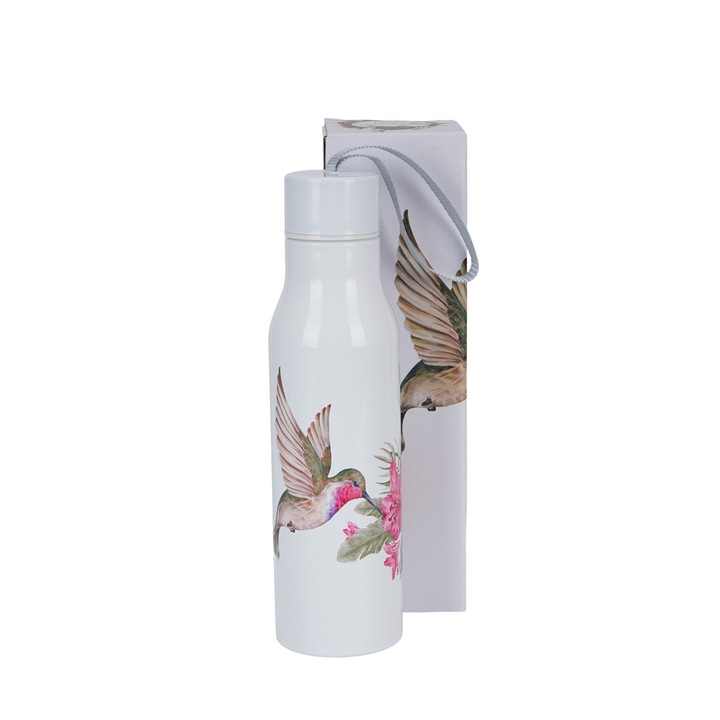 Sticlă termică, DUO, Pasărea Colibri, inox, 500 ml, imprimeu
