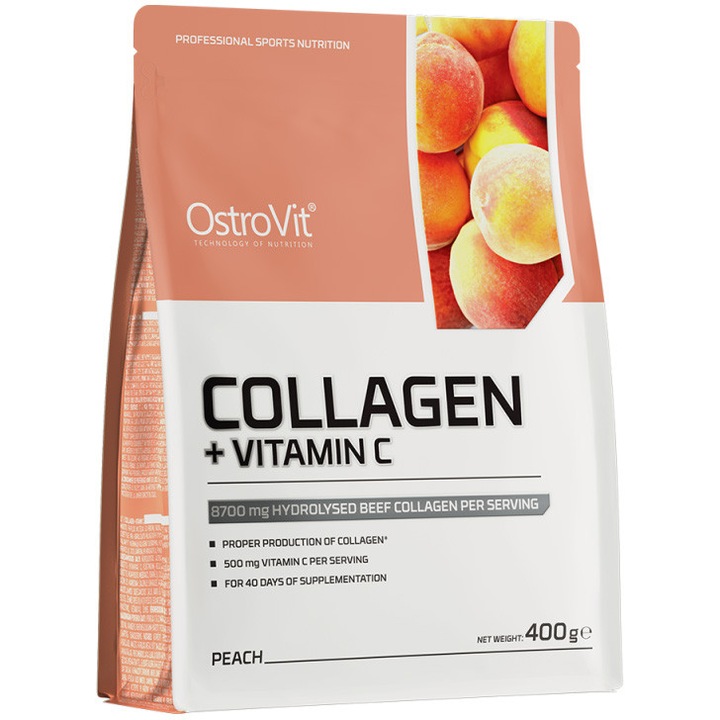 Supliment alimentar OstroVit Collagen + Vitamin C Peach 400g