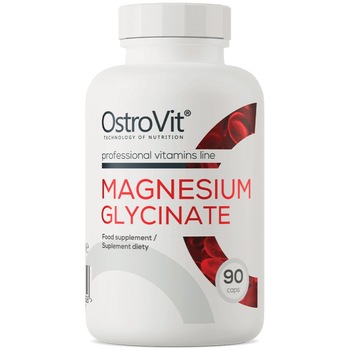 Magneziu Bisglicinat, OstroVit Magnesium Glycinate, supliment alimentar pentru functionarea normala a sistemului nervos si reducerea oboselii, 133 mg magneziu elemental per capsula, 90 capsule
