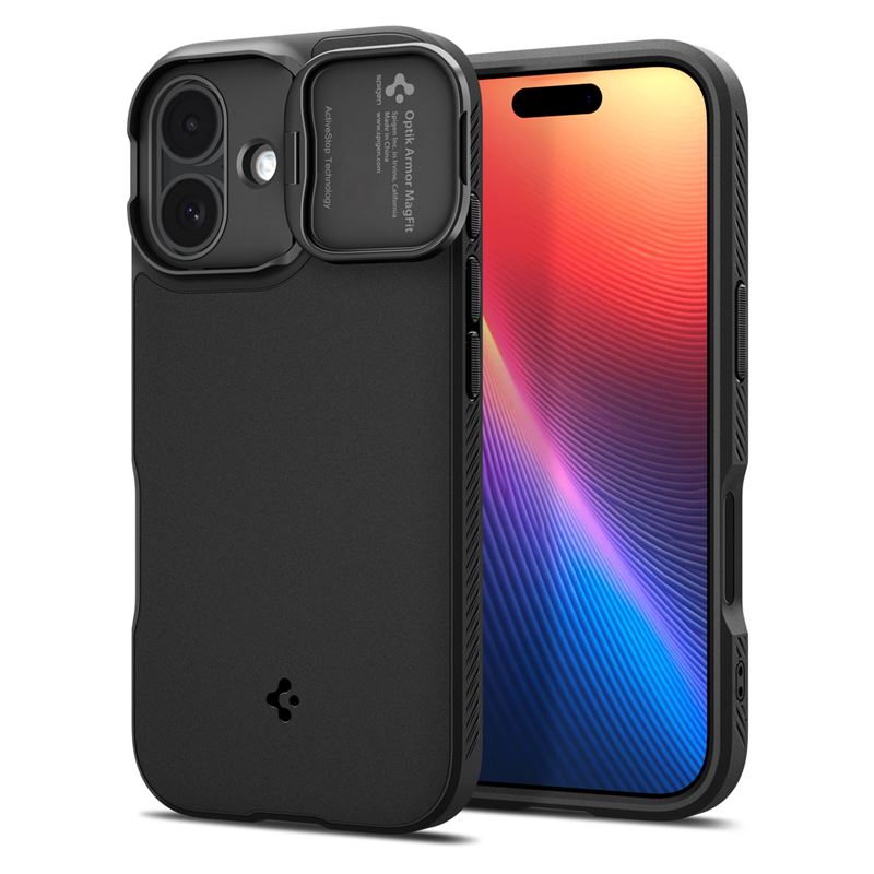 Carcasa Spigen Optik Armor cu MagSafe compatibila cu iPhone 17, Negru