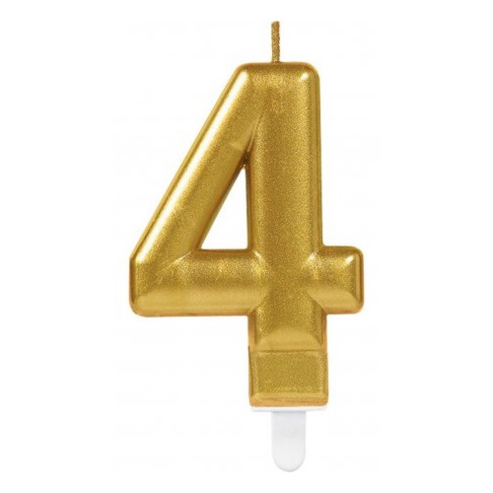 Lumanare 4.5 x 2.5 cm, auriu, cifra 4