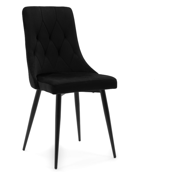 Тапициран стол CAREN, материал велур, черен, размери 95x45x53см, максимално тегло 120кг, New Home