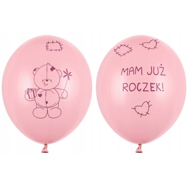 Розови балони с надпис "MAM JUZ ROCZEK", Парти декорация, 14 инча, комплект 1 бр.