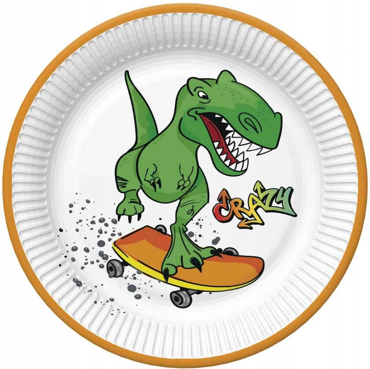 Kartontányérok Crazy Dino, 23 cm, 8 darabos szett