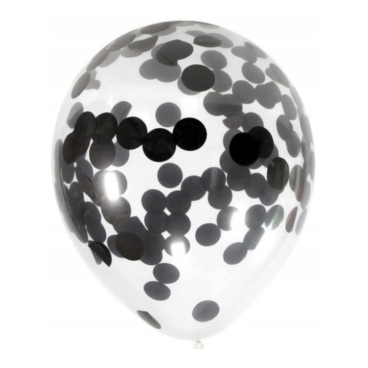 Baloane cu Confetti Negru, PartyPro, 12 inch, set 1 buc.