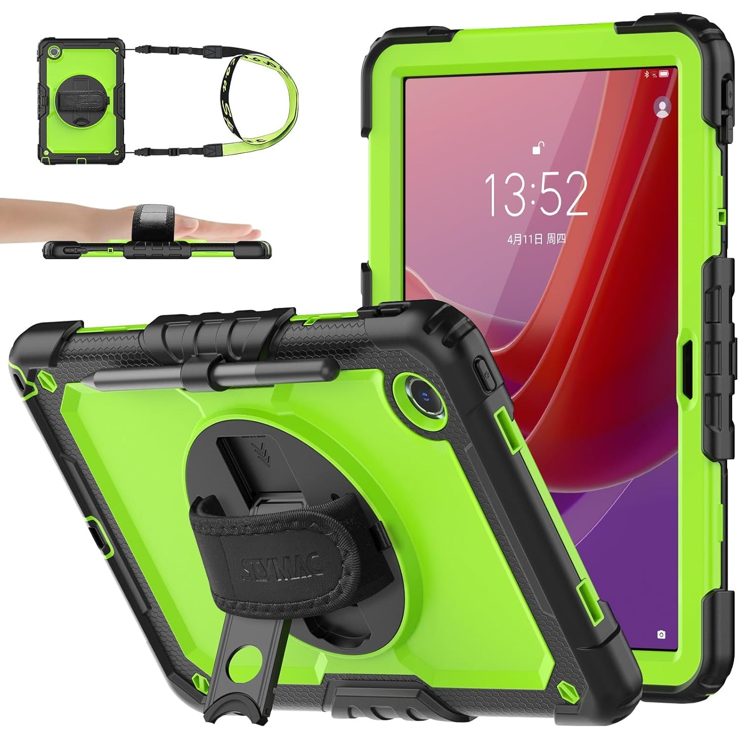 Husa tableta DUOCUOLA pentru Lenovo Tab M11/K11, protectie 360, suport rotativ, verde, 11 inch