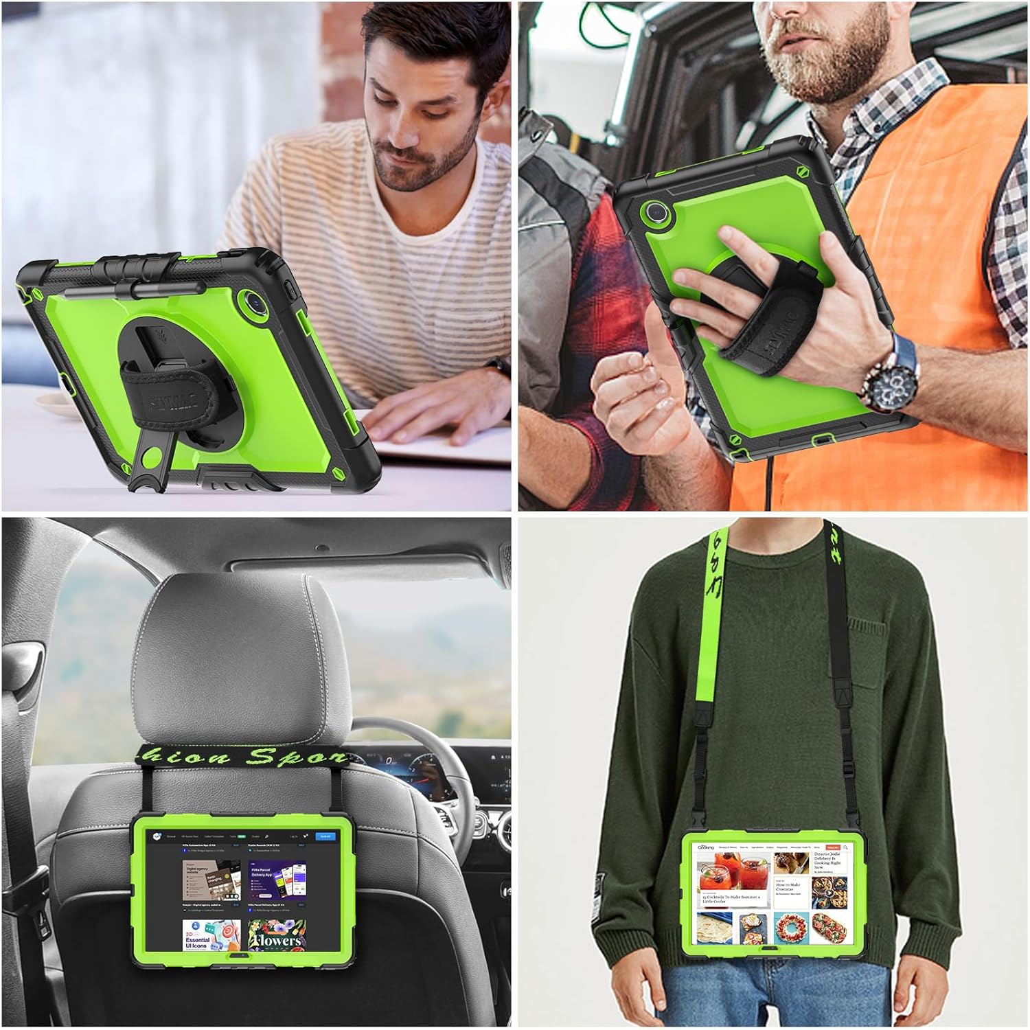 Husa tableta DUOCUOLA pentru Lenovo Tab M11/K11, protectie 360, suport rotativ, verde, 11 inch