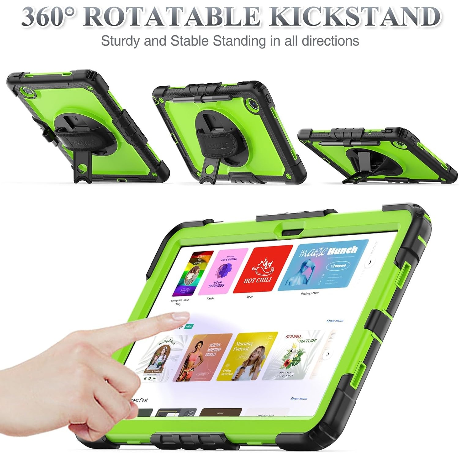 Husa tableta DUOCUOLA pentru Lenovo Tab M11/K11, protectie 360, suport rotativ, verde, 11 inch