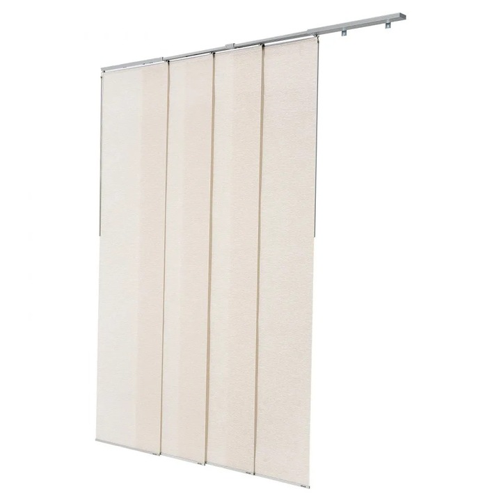 Jaluzele verticale pentru usi sau ferestre mari, lungime ajustabila 116-218 cm, 4 panouri, din poliester, cu sina, bej