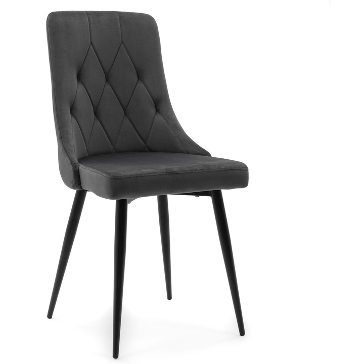 Тапициран стол CAREN, сив, материал велур, метална рамка, размери 95x45x56см, максимално тегло 120кг