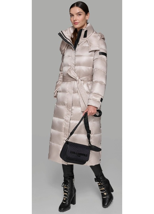 KARL LAGERFELD jacheta lunga de iarna, CONTRAST bej puf, Bej, XS