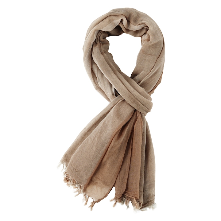 Esarfa barbati GOGOU, din bumbac si in, kaki, 100x200cm