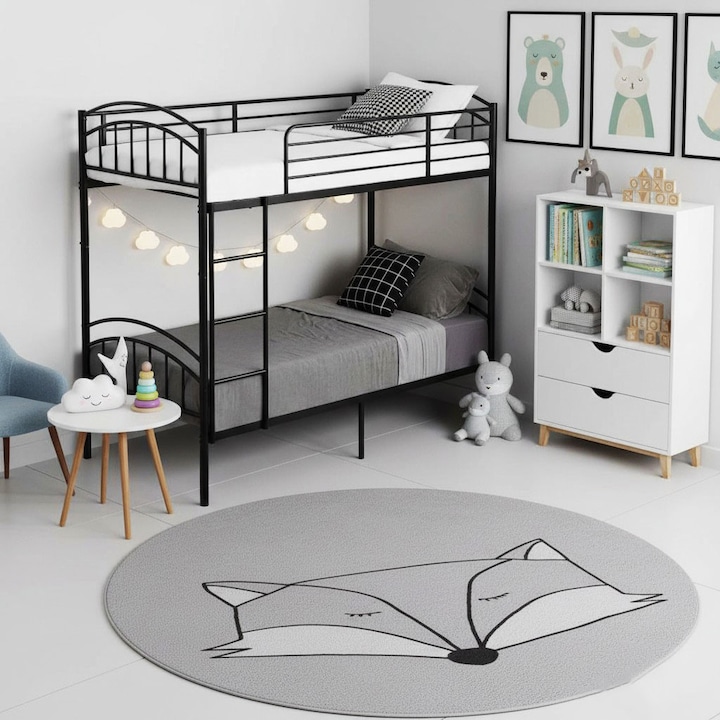 Двуетажно легло 215x99 см Метално Черно Kids MB06 Marketmob