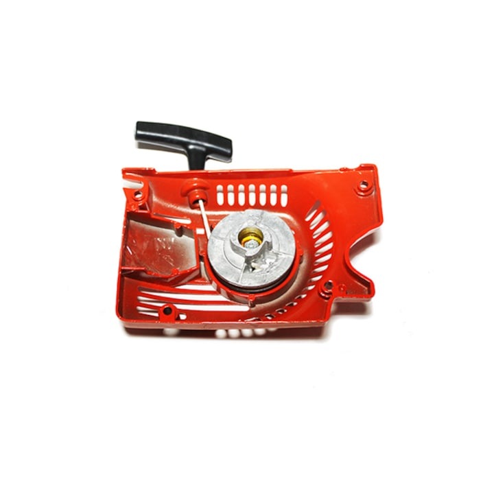 Demaror universal din metal pentru motoferăstrău pe benzină, cu retractor și carcasă metalică