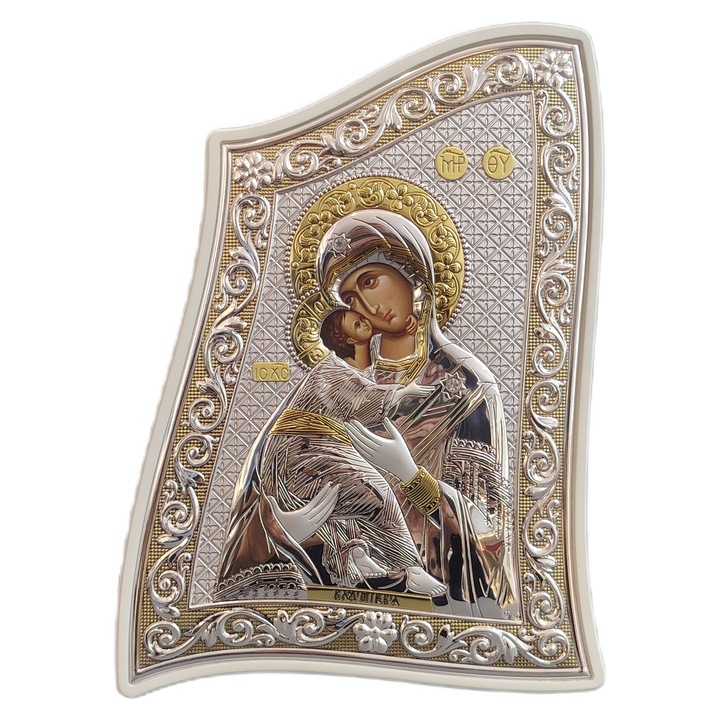 Icoană - Maica cu Pruncul, 30x21cm, metal placat cu argint, Prince Silvero