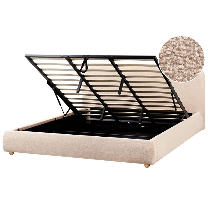 Ágyneműtartós ágy Buklé Blagnac 180 x 200 cm Bézs