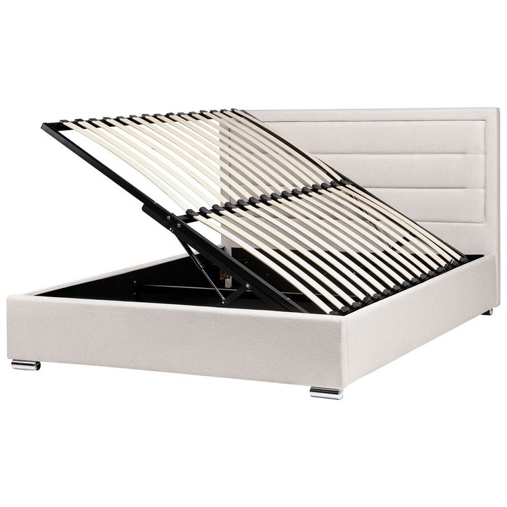 Ágyneműtartós ágy Rouen 160 x 200 cm Világosbézs