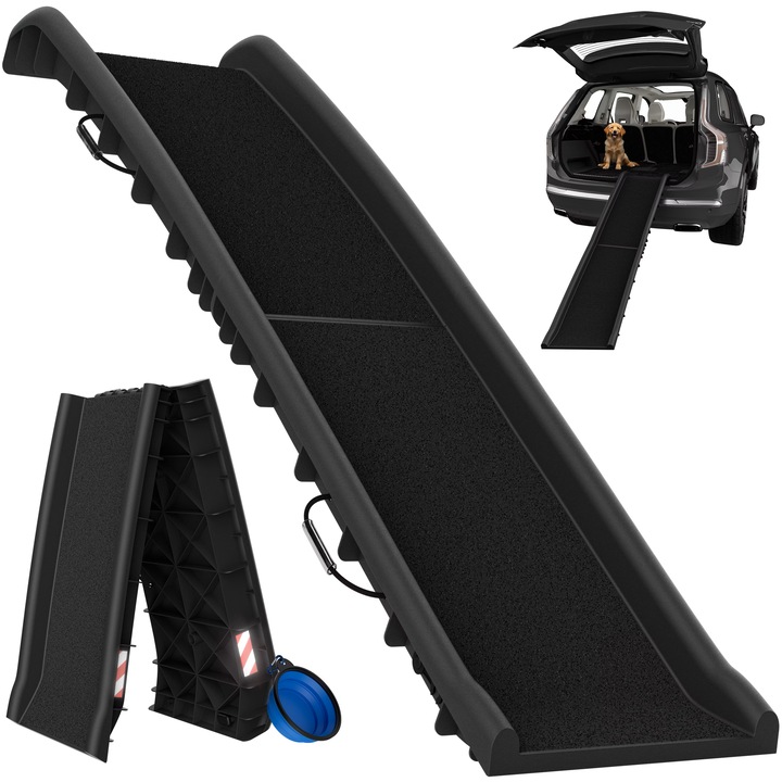 Рампа за кучета Cadoca, 156x40x16см, Сгъваема, Полипропилен, Черен