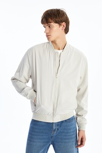 LC WAIKIKI, Jacheta bomber uni, Alb fildes, 2XL