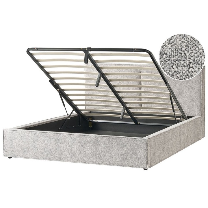 Ágyneműtartós ágy Kötött velúr Moissac 180 x 200 cm Fekete/fehér