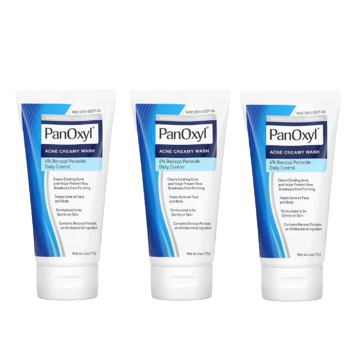 Tisztító gél aknés bőrre, PanOxyl, 4% benzoil-peroxid, szebumkontroll, 170g, 3 darabos szett