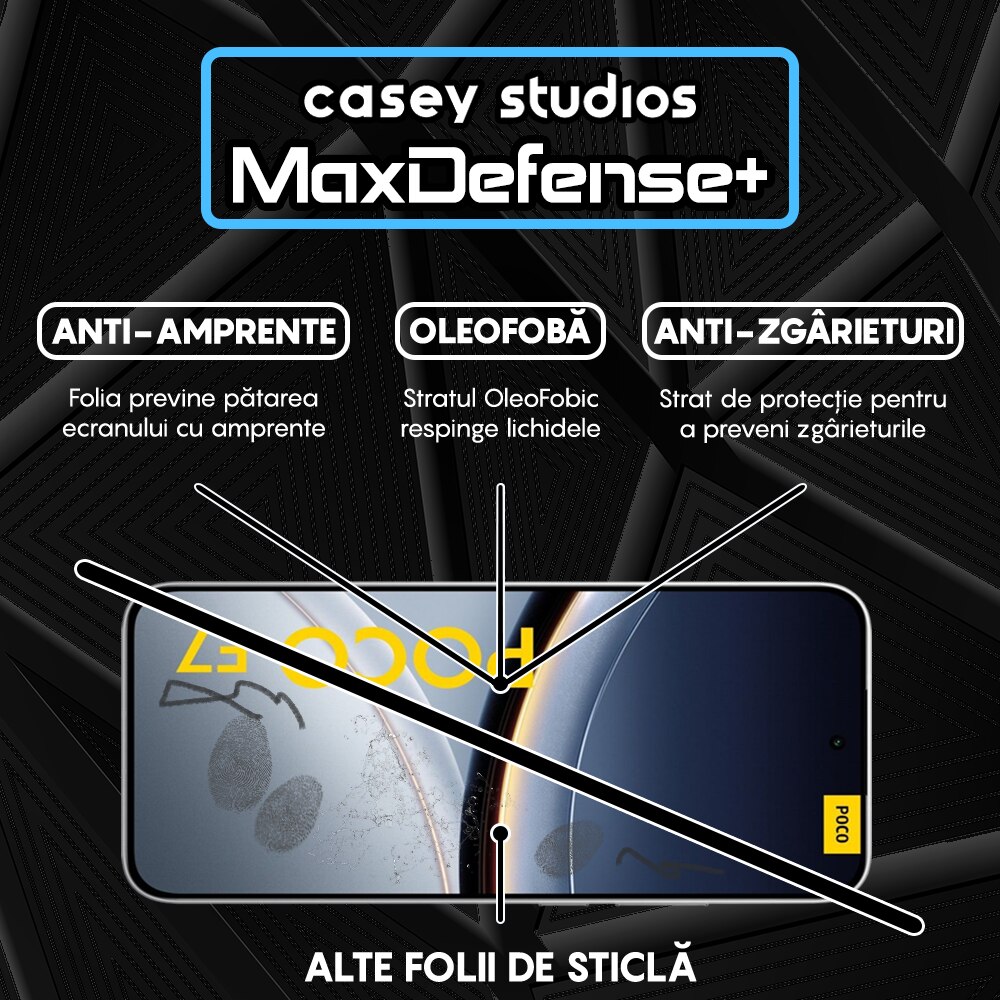 Folie Sticla CASEY STUDIOS™ compatibila cu Xiaomi Poco F7, Anti Zgarieturi, Anti Socuri, Ultra HD, Full Glue, Full Cover 3D, Margini Negre