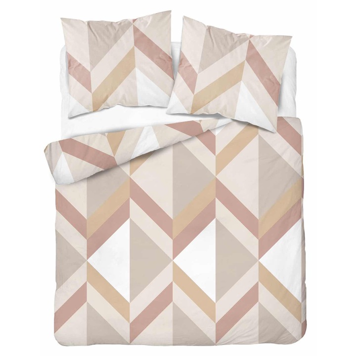 Flanel ágynemű 200x220cm + 2x70x80cm Detexpol, bézs, geometriai mintás