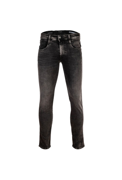 Replay, Blugi slim fit Hyperflex Anbass, Gri inchis