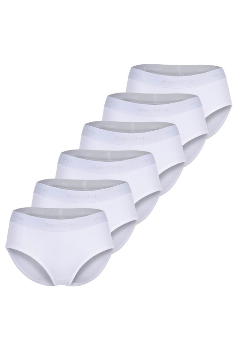Marc O'Polo, Бикини хипстър с лого, 6 чифта, Бял, XL