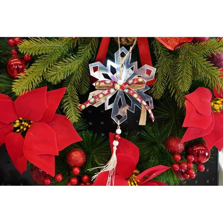 Ornament brad, Southern Sky, Fulg de nea, Argintiu, Lucios, 14*26CM, Acril, Interior/ Exterior - calitate superioara