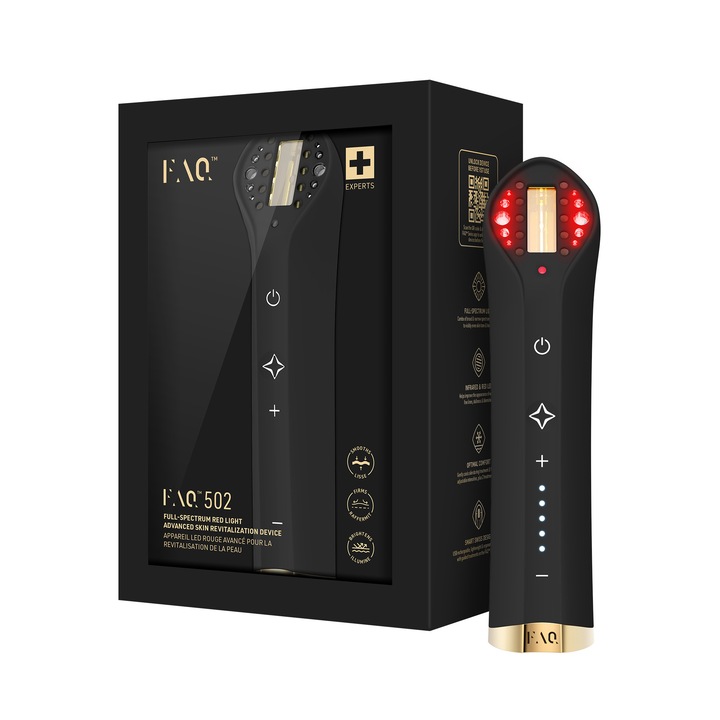 Aparat multifunctional FAQ 502 pentru tratament facial cu lumina rosie si infrarosu, design usor, reincarcabil prin USB, pentru fata
