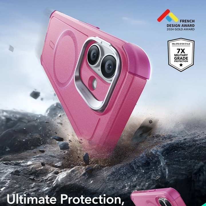 Husa pentru iPhone 17, ESR Cyber Armor Kickstand, Roz