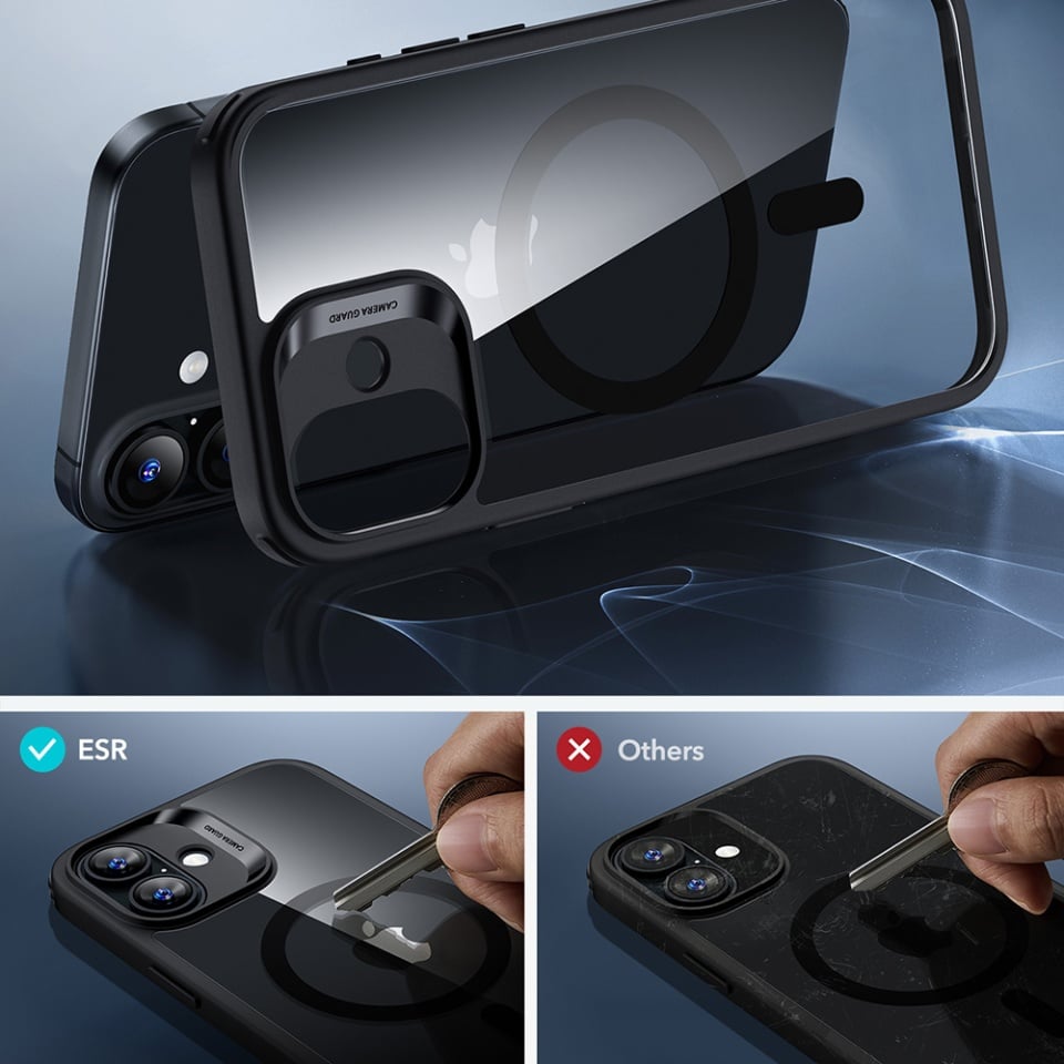 Husa pentru iPhone 17, slim, ESR Classic Hybrid HaloLock, Negru/transparenta