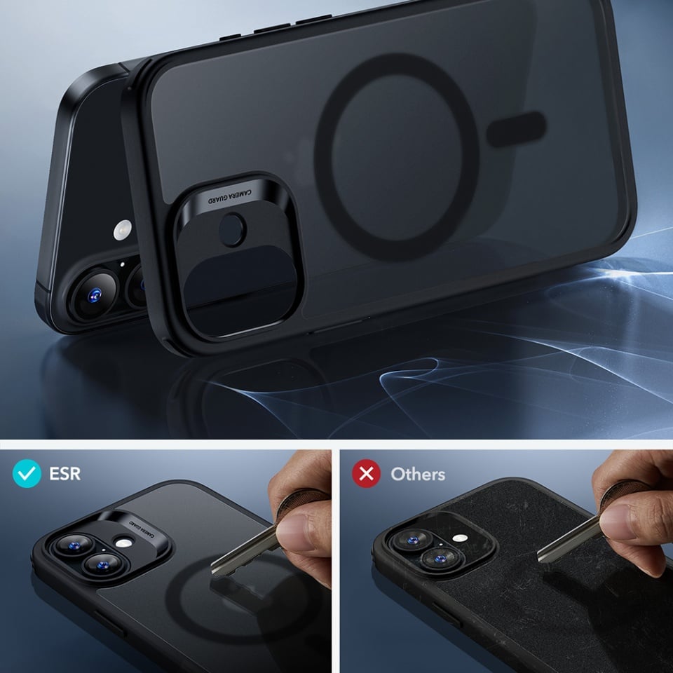 Husa pentru iPhone 17, slim, ESR Classic Hybrid HaloLock, Negru frost