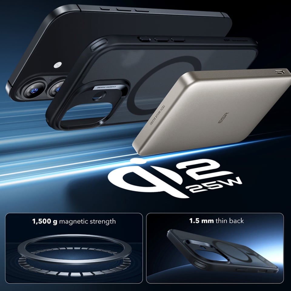Husa pentru iPhone 17, slim, ESR Classic Hybrid HaloLock, Negru frost
