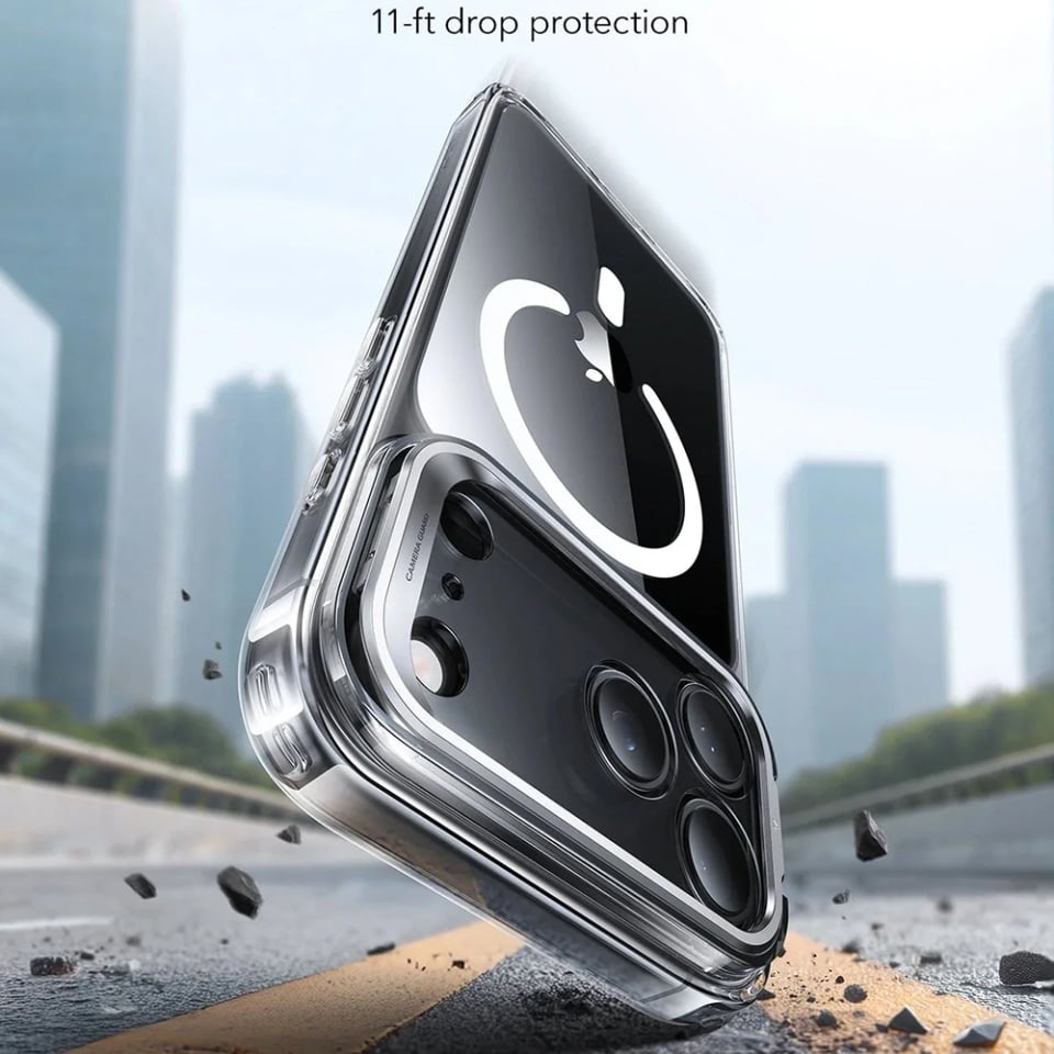 Husa pentru iPhone 17 Pro, slim, ESR Classic Hybrid HaloLock Kickstand, Transparenta