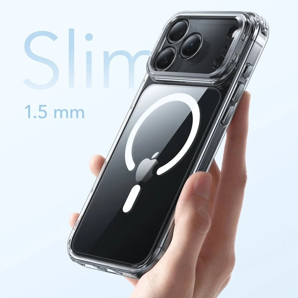 Husa pentru iPhone 17 Pro, slim, ESR Classic Hybrid HaloLock Kickstand, Transparenta