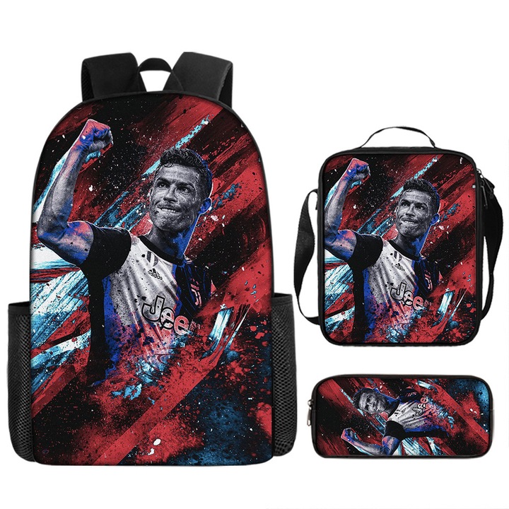 Set ghiozdan copii Cristiano Ronaldo, 3 piese, multicolor