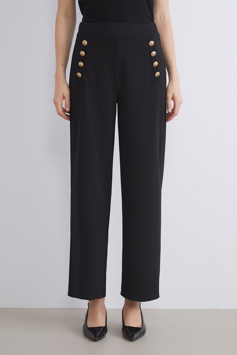 LC WAIKIKI, Pantaloni cu croiala ampla si nasturi decorativi, Negru, XS