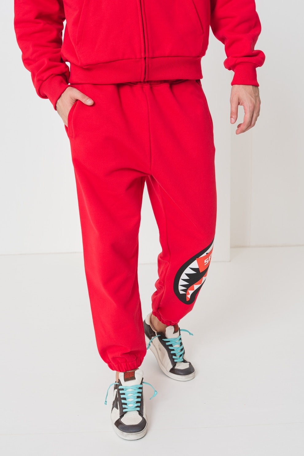 Sprayground, Pantaloni de trening din bumbac relaxed fit, Rosu, M