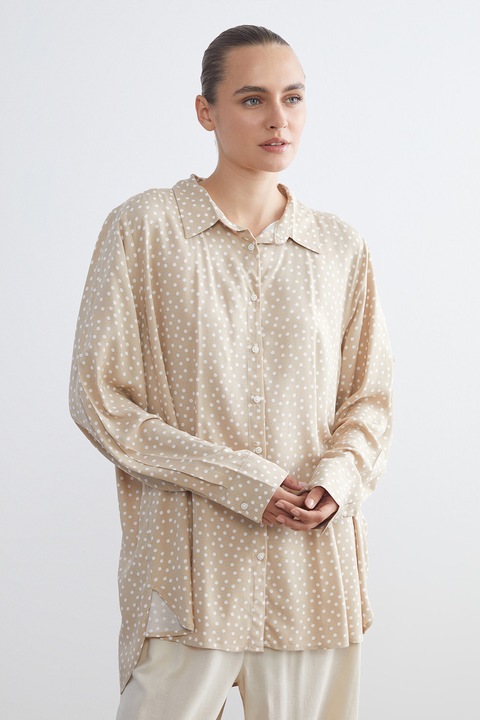 Lc Waikiki, Camasa lejera cu imprimeu, Bej inchis/Alb murdar, S