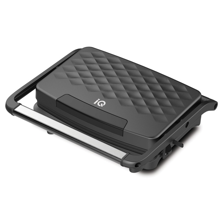 Sandwich-maker IQ ST-677, 750W, placi antiaderente, negru