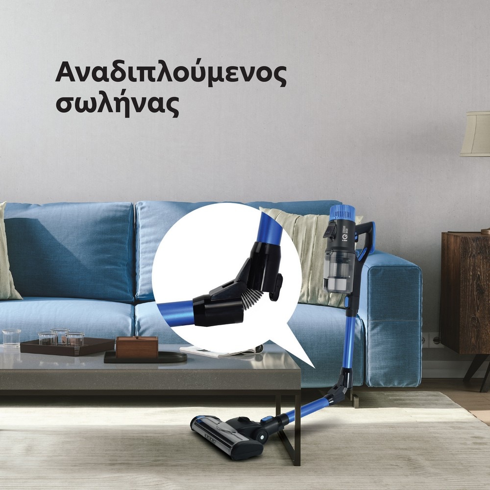 Aspirator vertical IQ STORM MAX VC-998, 37V, lumină LED, 2500 mAh, albastru/negru