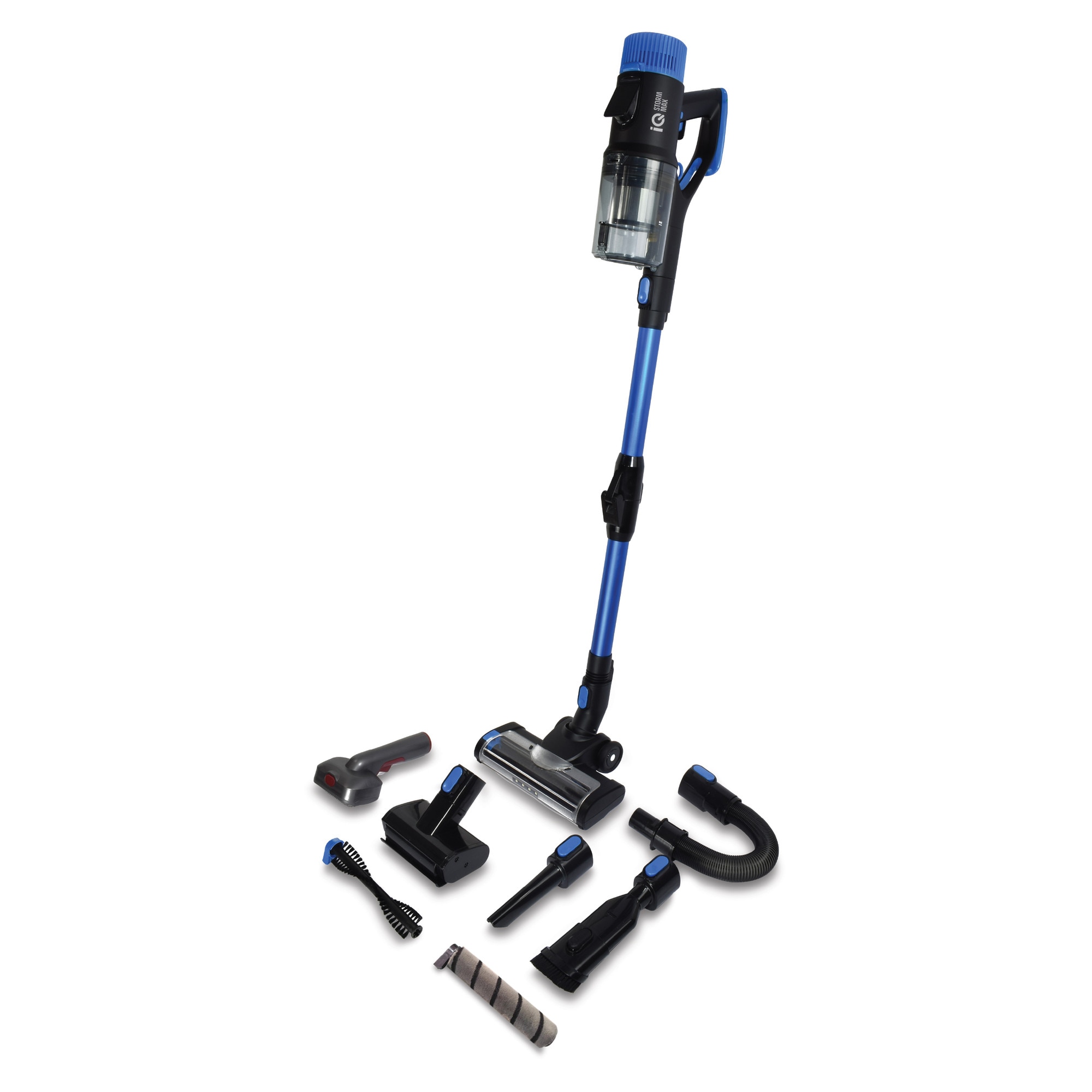 Aspirator vertical IQ STORM MAX VC-998, 37V, lumină LED, 2500 mAh, albastru/negru