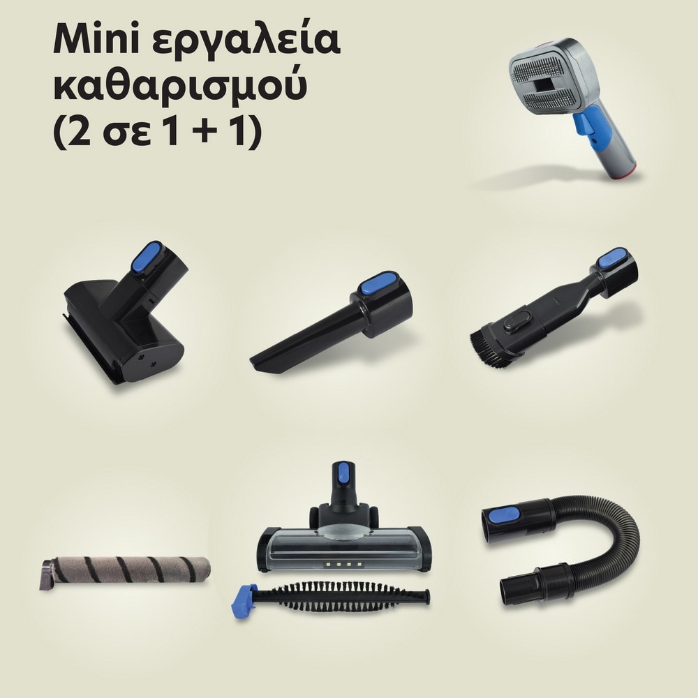 Aspirator vertical IQ STORM MAX VC-998, 37V, lumină LED, 2500 mAh, albastru/negru