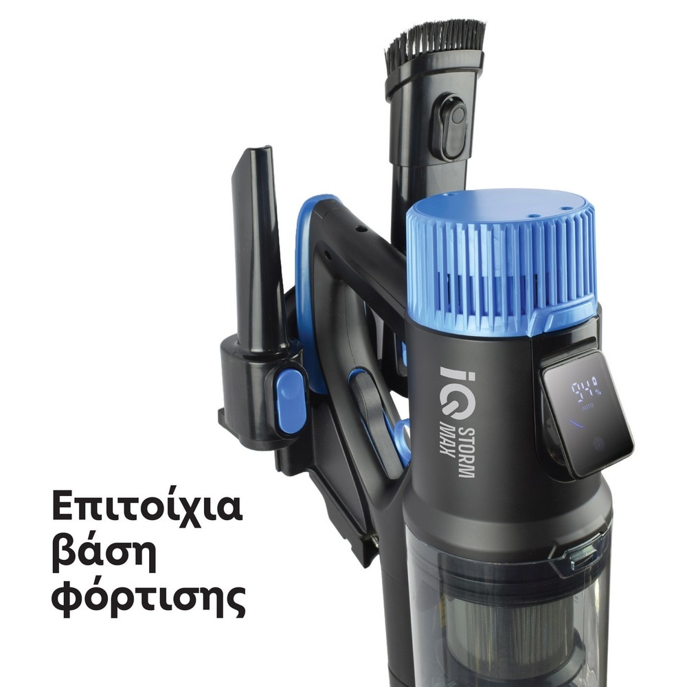 Aspirator vertical IQ STORM MAX VC-998, 37V, lumină LED, 2500 mAh, albastru/negru
