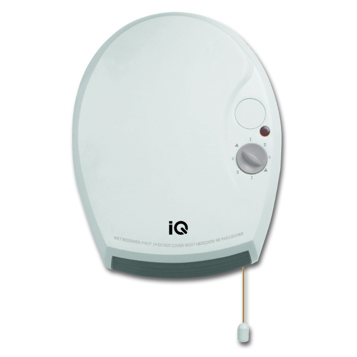 Ventilator de baie cu incalzire IQ HT-1429, montat pe perete, 2 setări de temperatură, protecție impermeabilă și la supraîncălzire