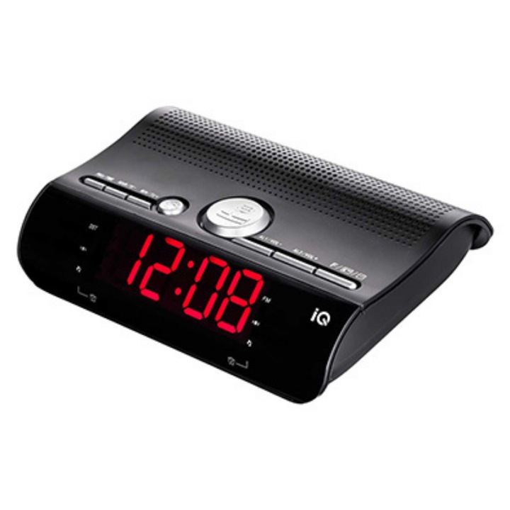 Radio cu ceas IQ CR-027, negru, LED rosu, functie de alarma